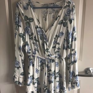 CottonOn white and blue flower romper